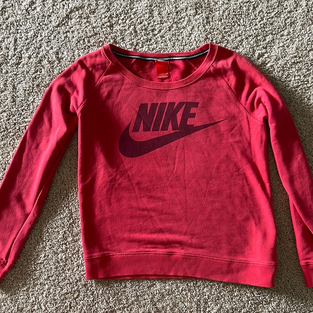 Nike Women’s small Red logo swoosh Sweatshirt sm long sleeve GUC